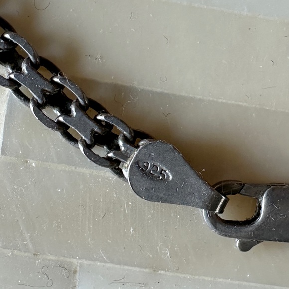 16” 925 Italy stamped Sterling Silver Bismarck Chain Necklace - Picture 6 of 8